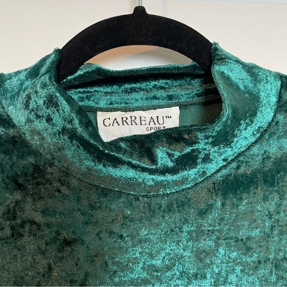 Vintage Cartesian Sport Green Velour Mock Neck Long Sleeve Dress Sz.S - Picture 6 of 10